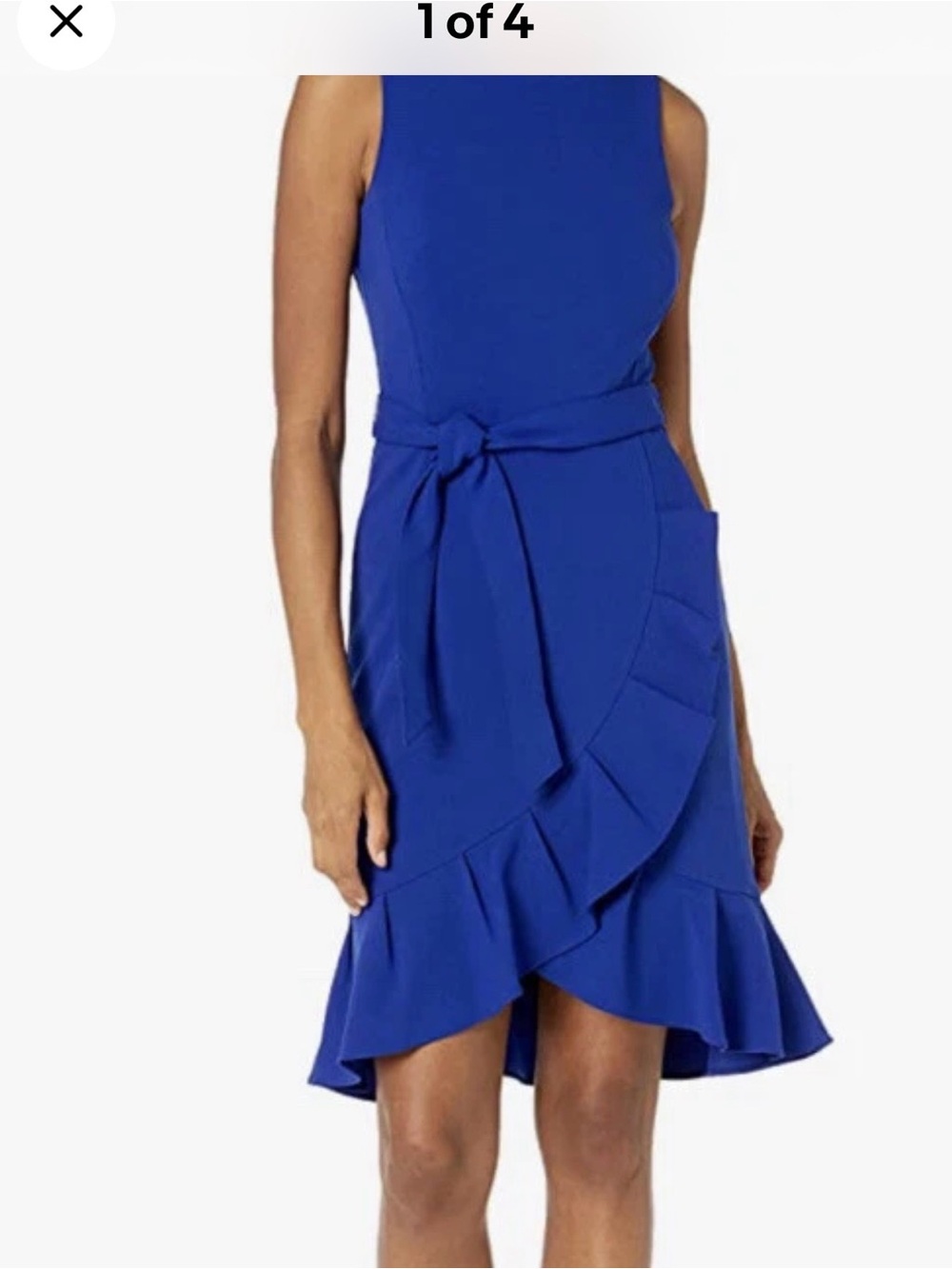 Calvin Klein Sleeveless Ruffle Wrap Dress in Cobalt Blue Size 12 New with Tag